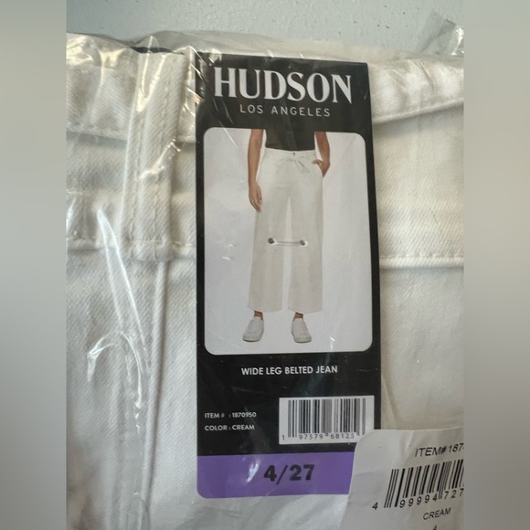 New Hudson Women’s Wide Leg Belted white Jean - Picture 8 of 12